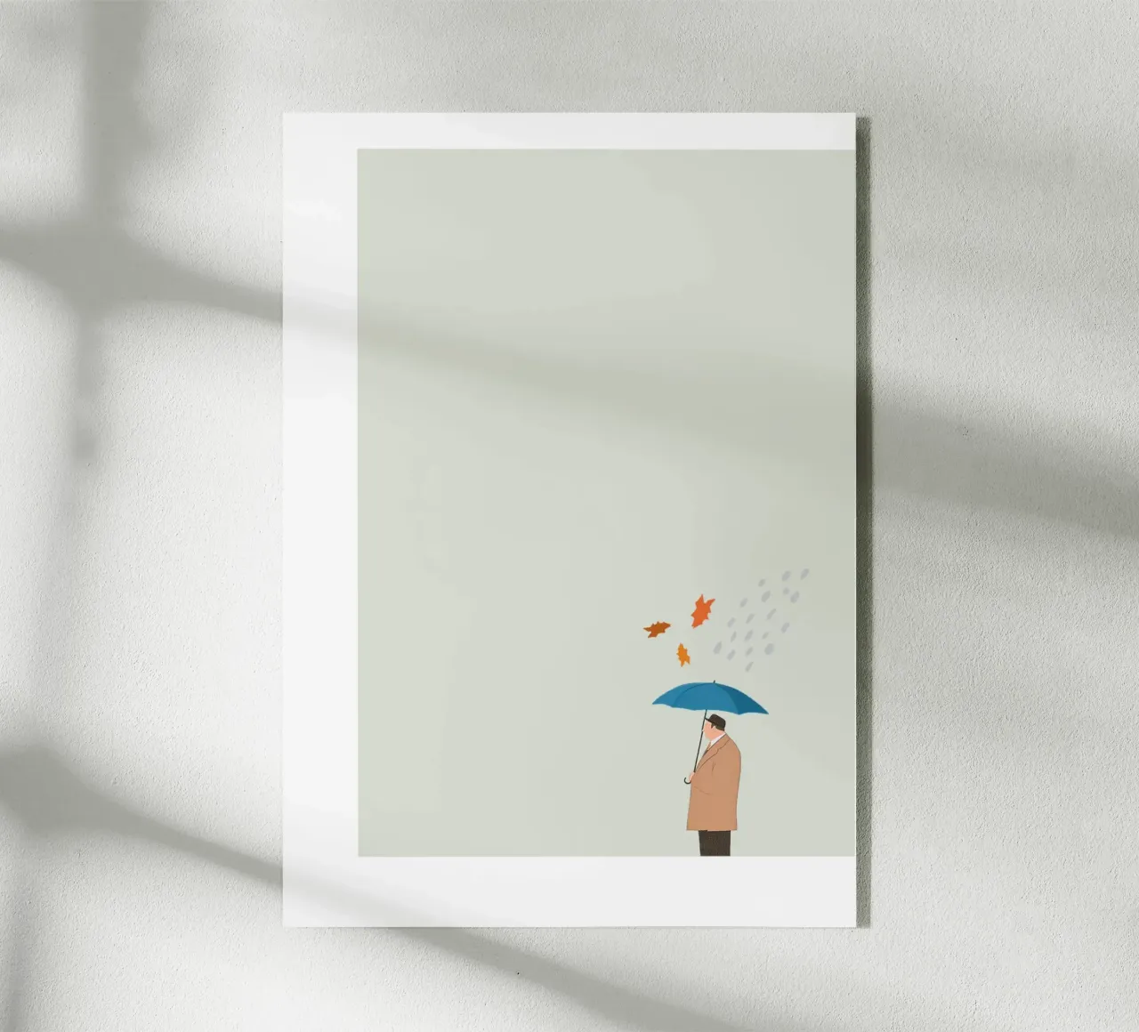 Man in the Rain Herbst Poster Illustration Herbst Regen plexiglass da LIMITED EDITION LETTERS