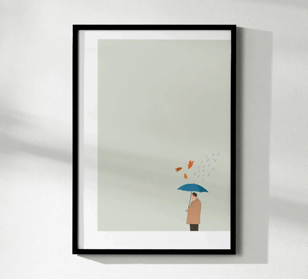 Man in the Rain Herbst Poster Illustration Herbst Regen carta hahnemühle da LIMITED EDITION LETTERS