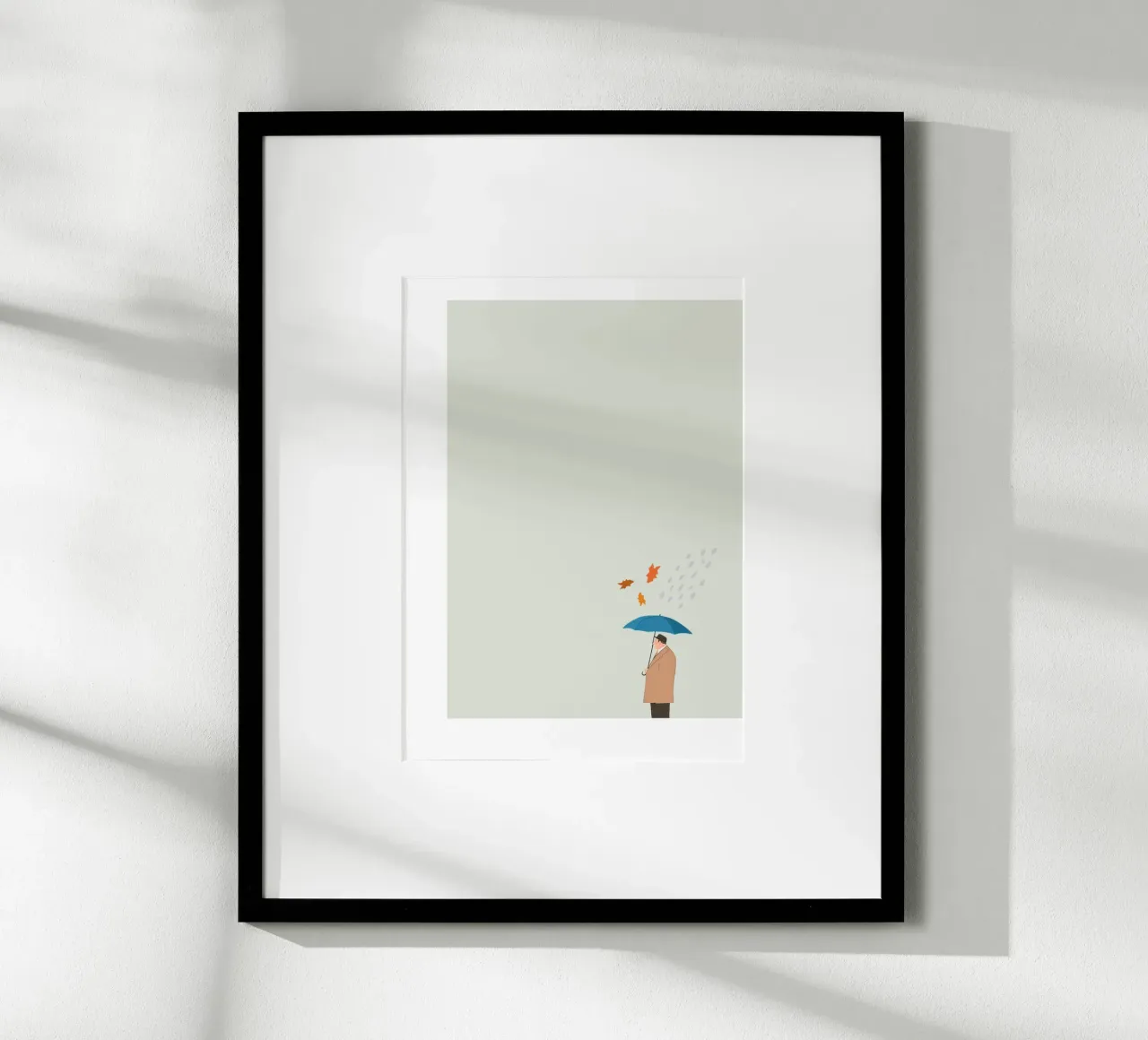 Man in the Rain Herbst Poster Illustration Herbst Regen carta hahnemühle da LIMITED EDITION LETTERS