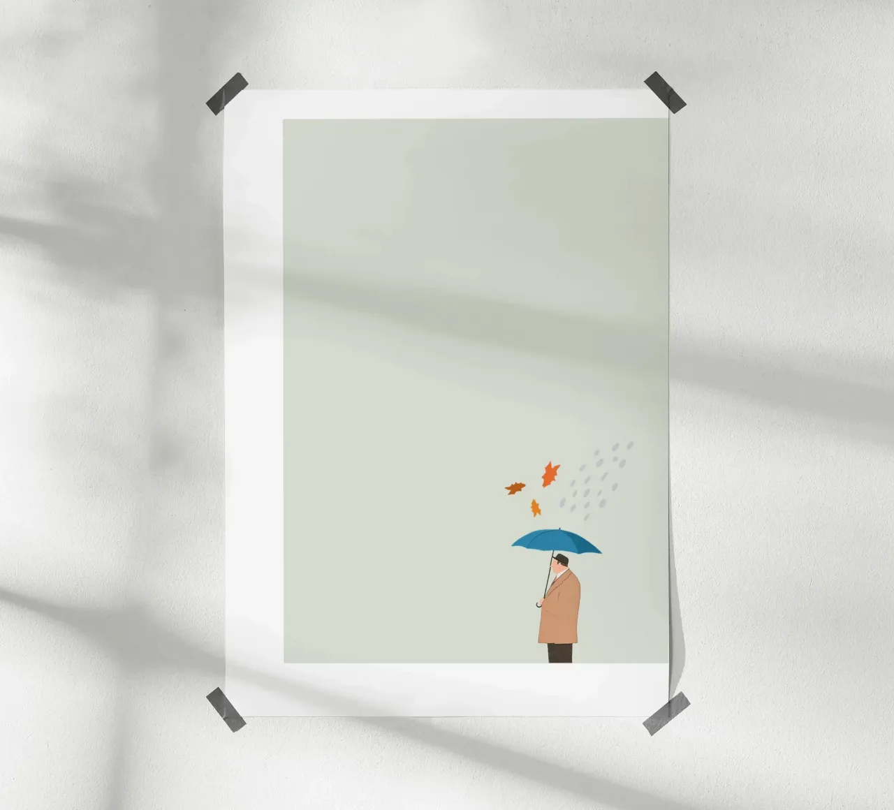 Man in the Rain Herbst Poster Illustration Herbst Regen carta hahnemühle da LIMITED EDITION LETTERS