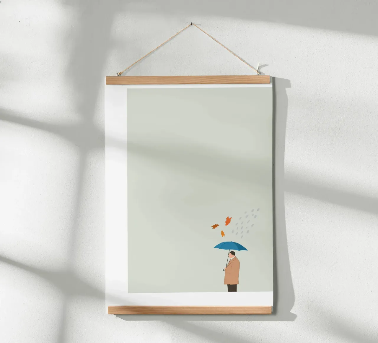 Man in the Rain Herbst Poster Illustration Herbst Regen carta hahnemühle da LIMITED EDITION LETTERS