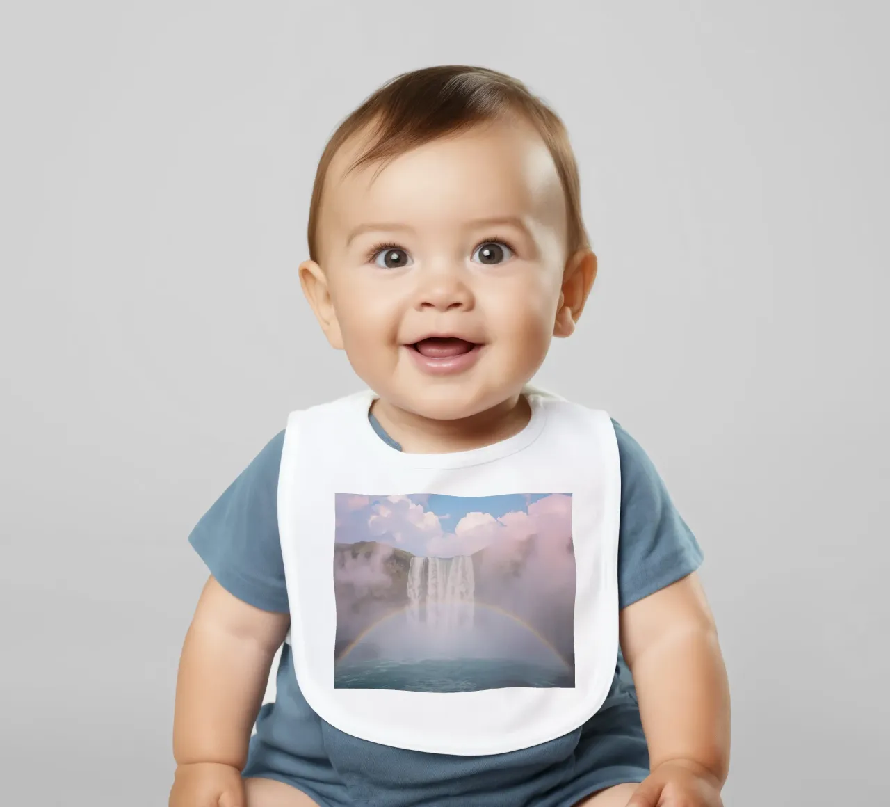Cascata con arcobaleno e nebbia bavaglino da DesignDoodle