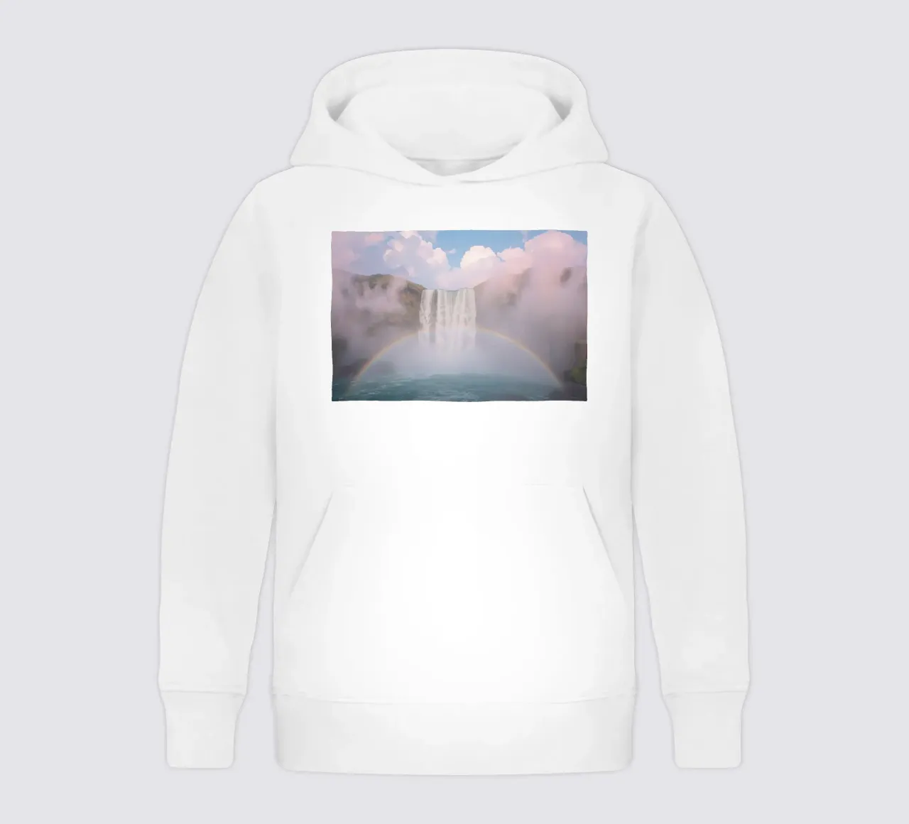 Cascata con arcobaleno e nebbia felpa bambino con cappuccio da DesignDoodle