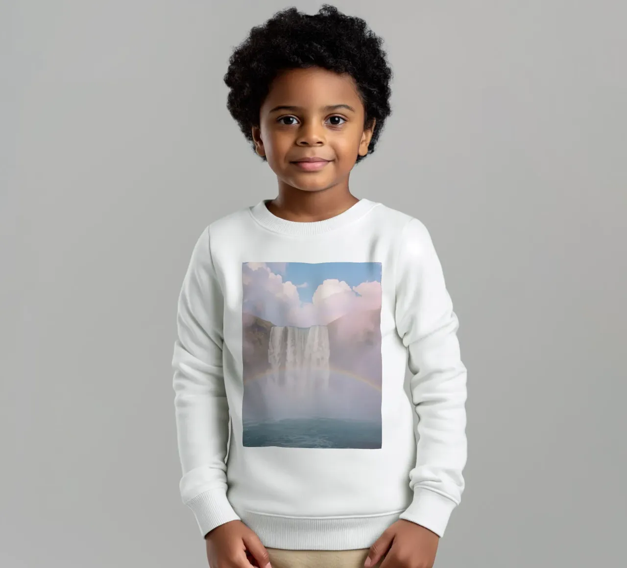 Cascata con arcobaleno e nebbia felpa bambino da DesignDoodle