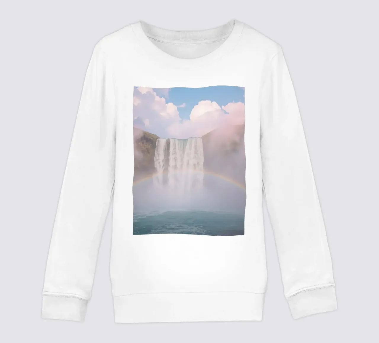 Cascata con arcobaleno e nebbia felpa bambino da DesignDoodle