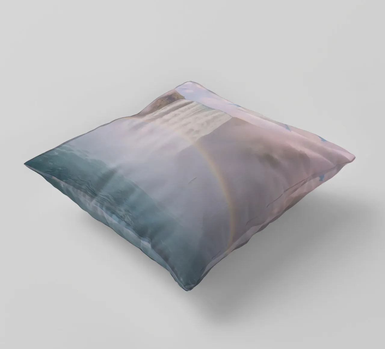 Cascata con arcobaleno e nebbia cuscino da DesignDoodle