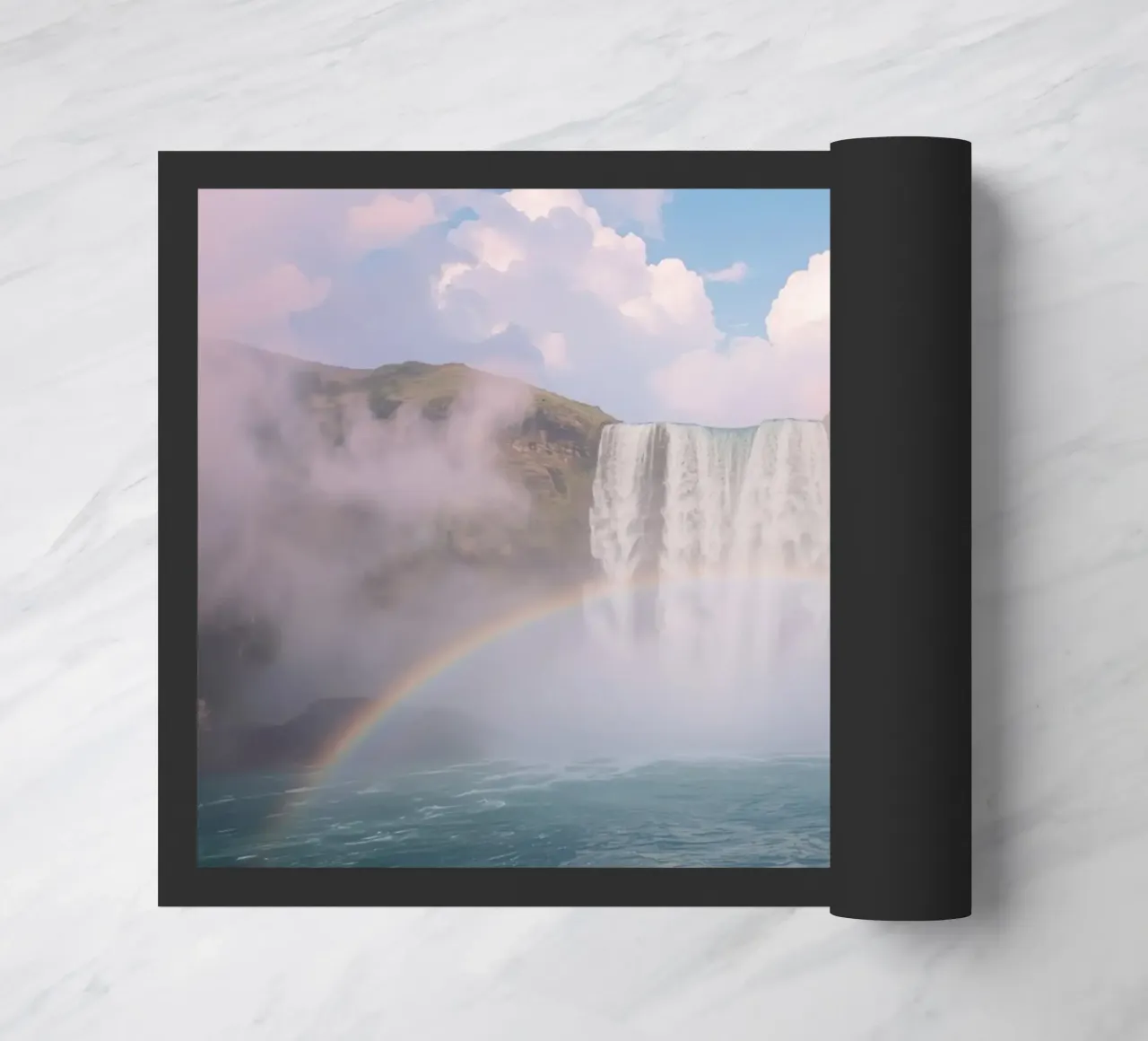 Cascata con arcobaleno e nebbia zerbino da DesignDoodle