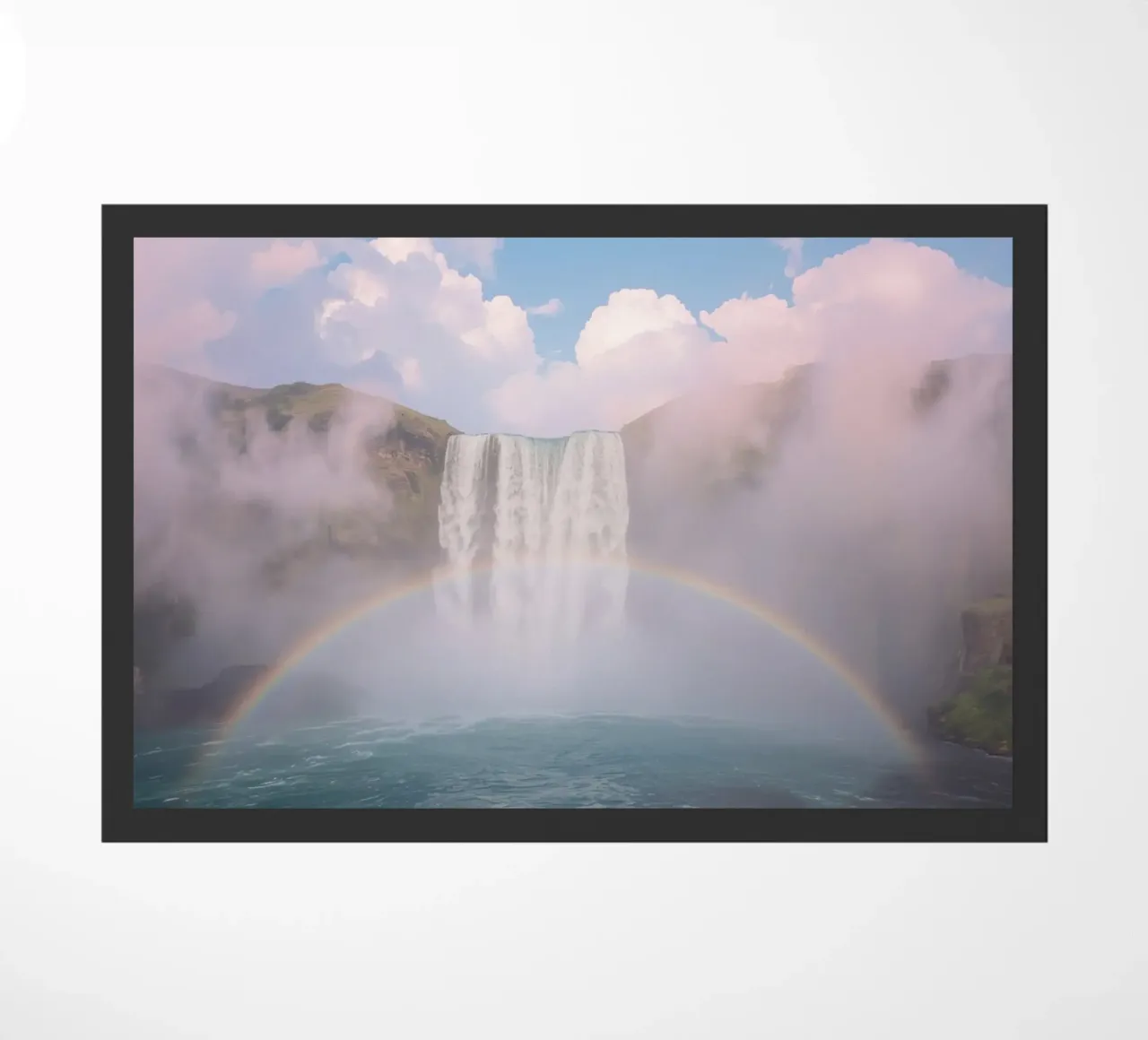 Cascata con arcobaleno e nebbia zerbino da DesignDoodle
