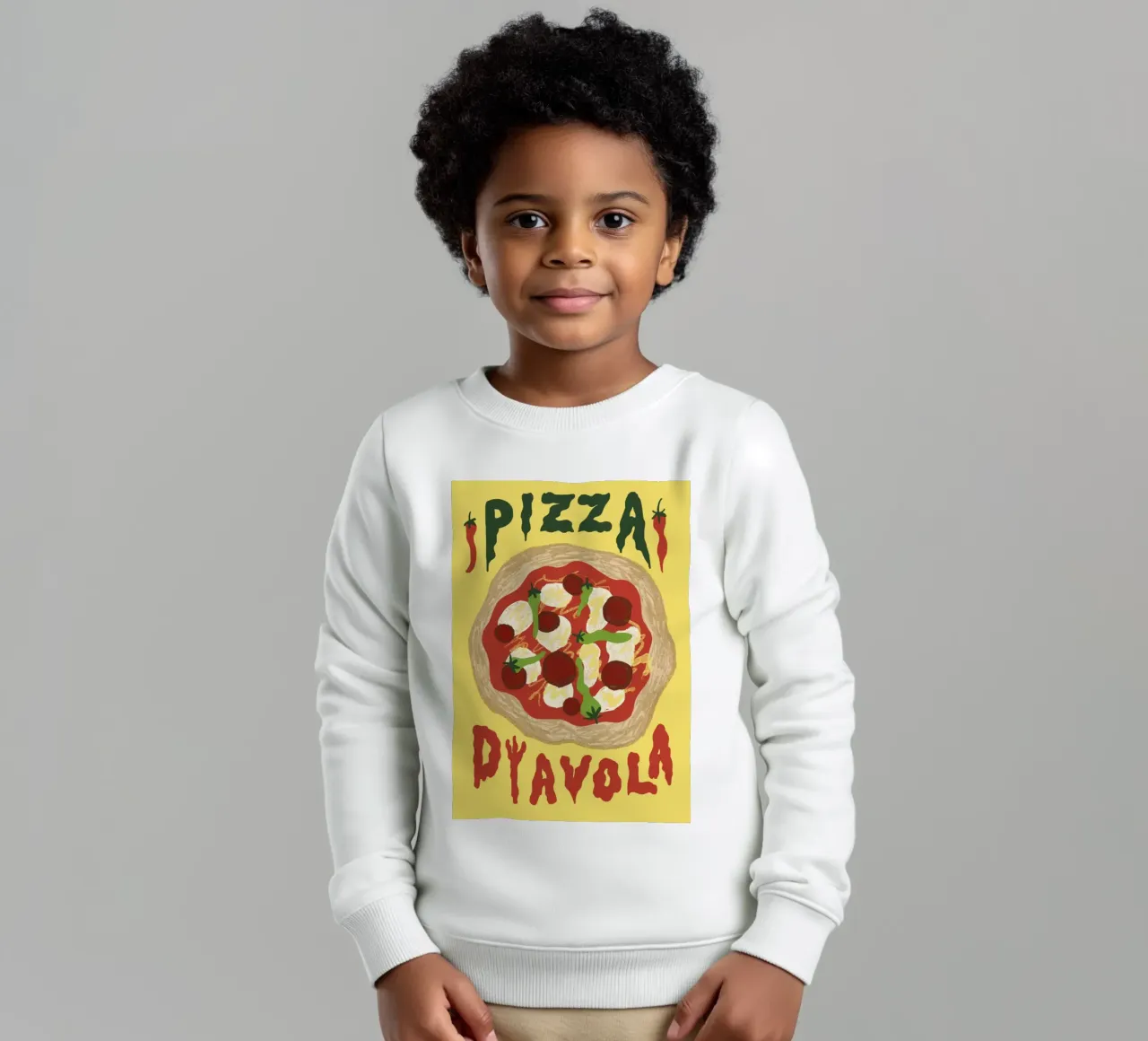 Pizza Diavola felpa bambino da Studio Dolci