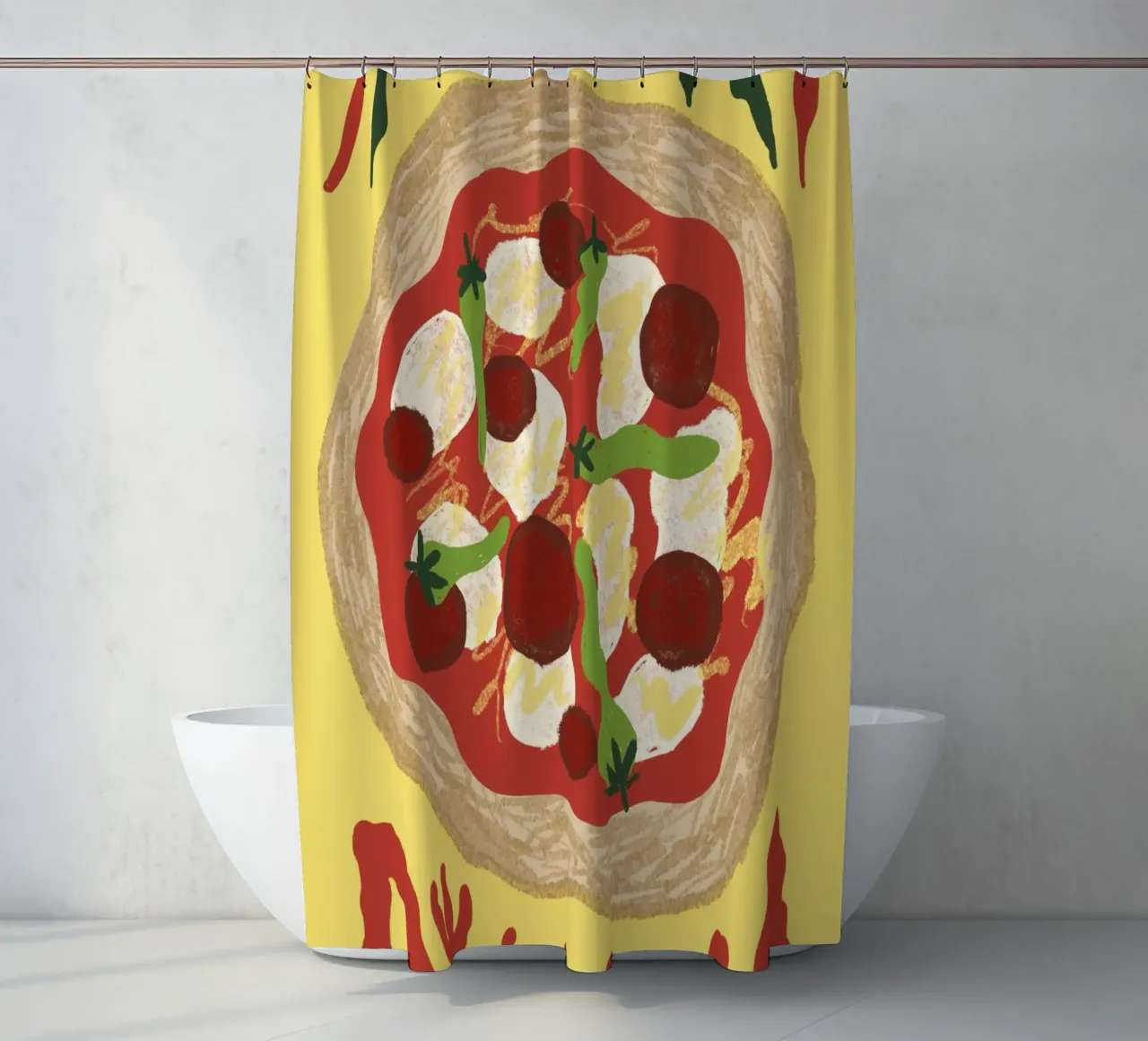 Pizza Diavola shower curtain by Studio Dolci