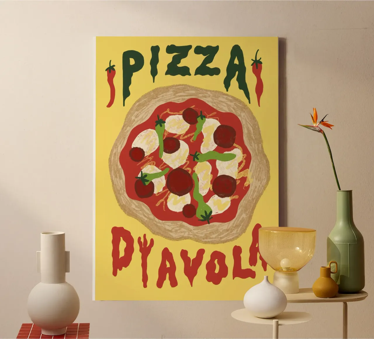 Pizza Diavola tela con Cornice a cassetta da Studio Dolci