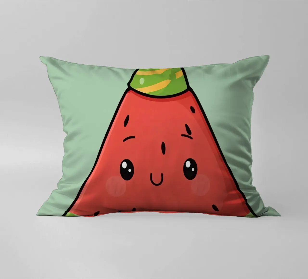 Fetta di cocomero felice con cappello da festa cuscino da DesignDoodle