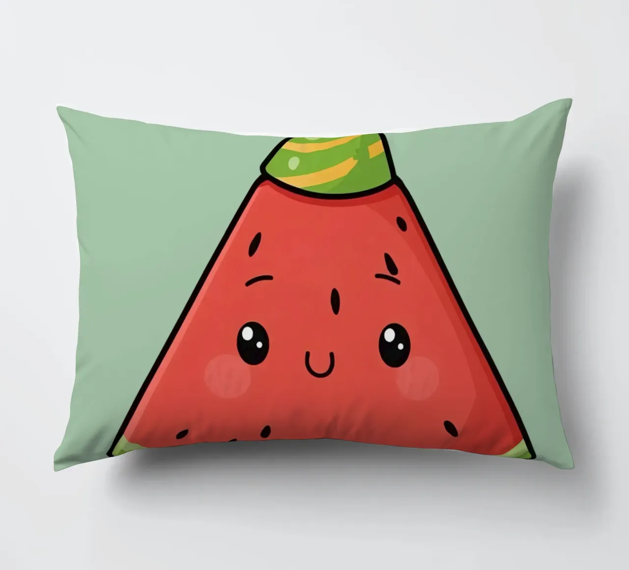 Fetta di cocomero felice con cappello da festa cuscino da DesignDoodle