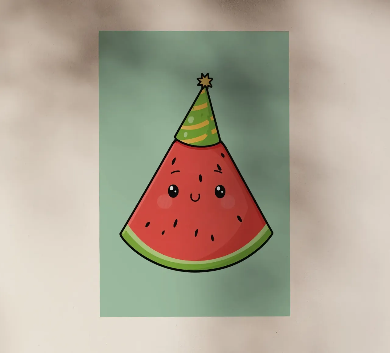 Fetta di cocomero felice con cappello da festa pellicola backlit da DesignDoodle