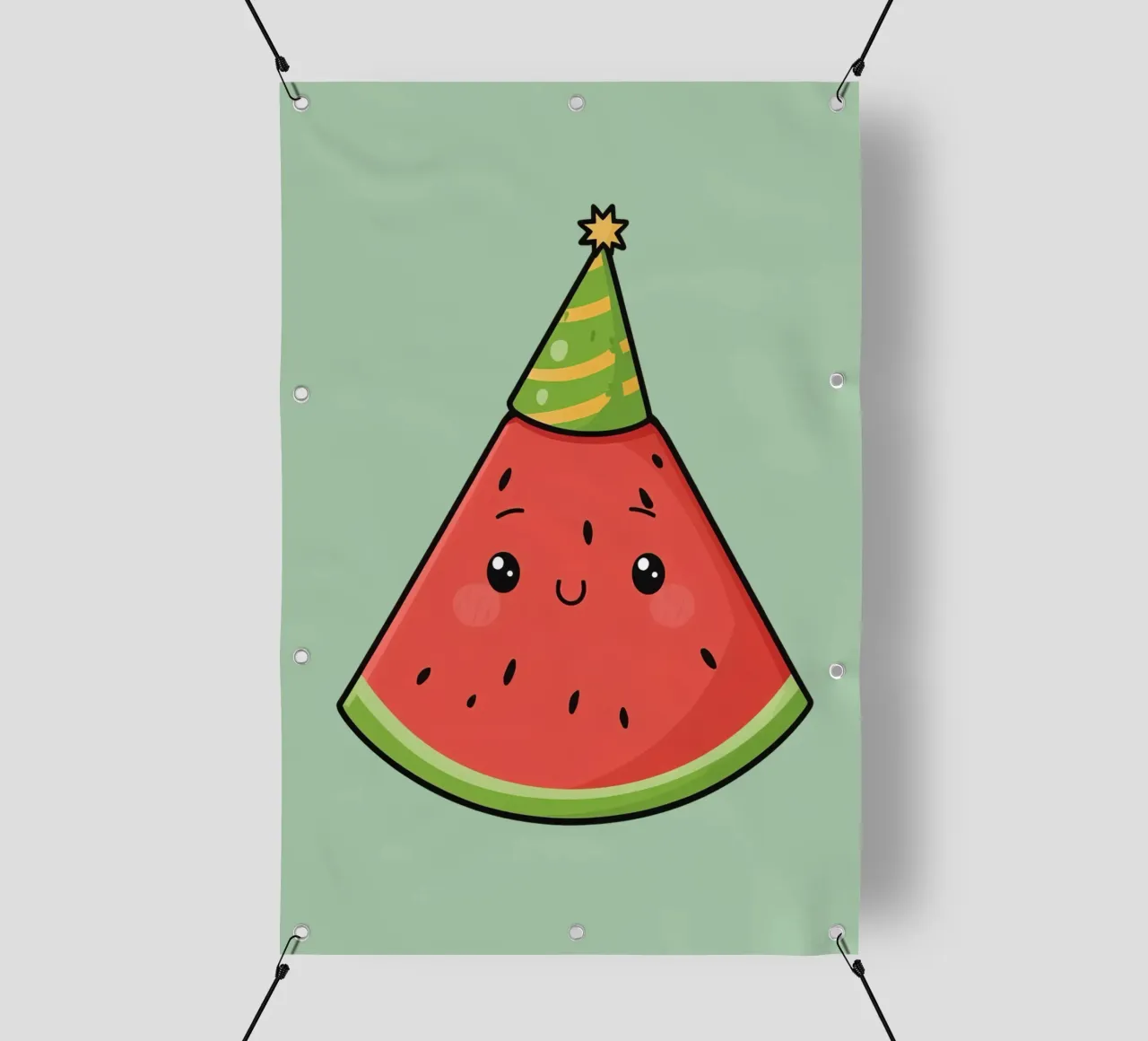 Fetta di cocomero felice con cappello da festa telo in pvc da DesignDoodle