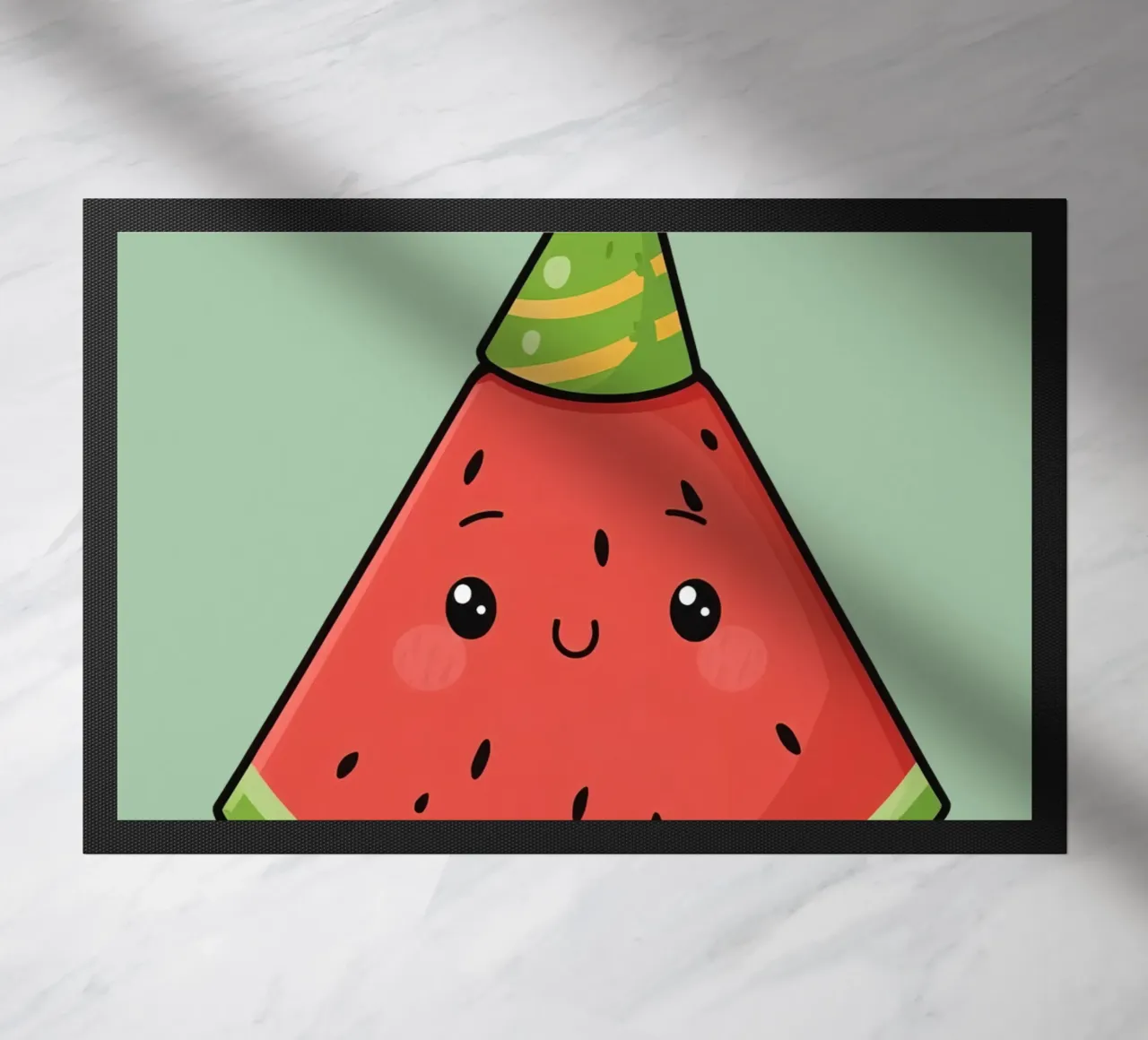 Fetta di cocomero felice con cappello da festa zerbino da DesignDoodle