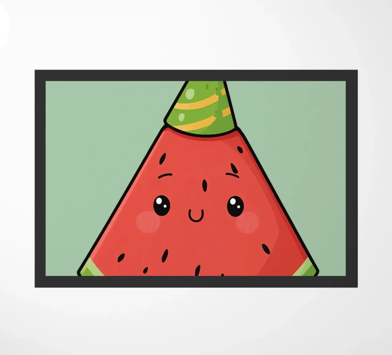 Fetta di cocomero felice con cappello da festa zerbino da DesignDoodle
