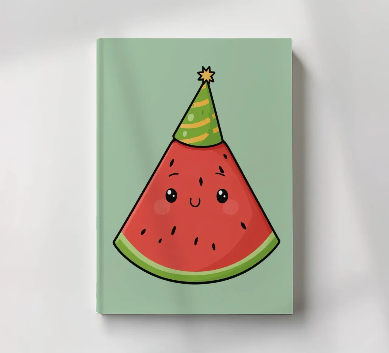 Happy Watermelon slice with party hat notebook by DesignDoodle
