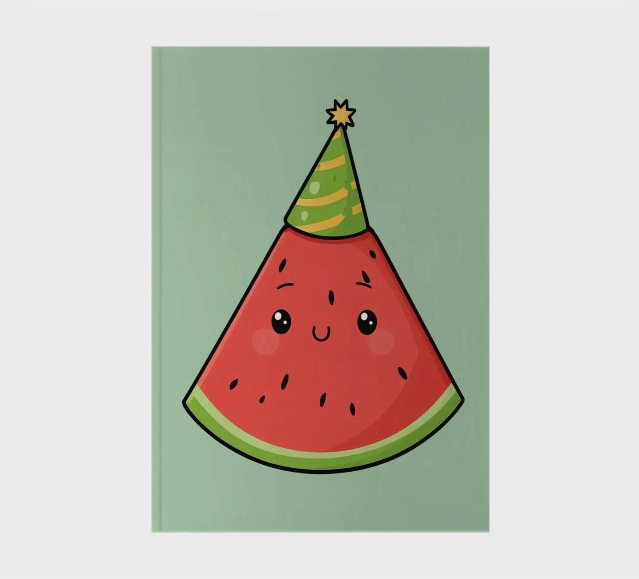 Happy Watermelon slice with party hat notebook by DesignDoodle