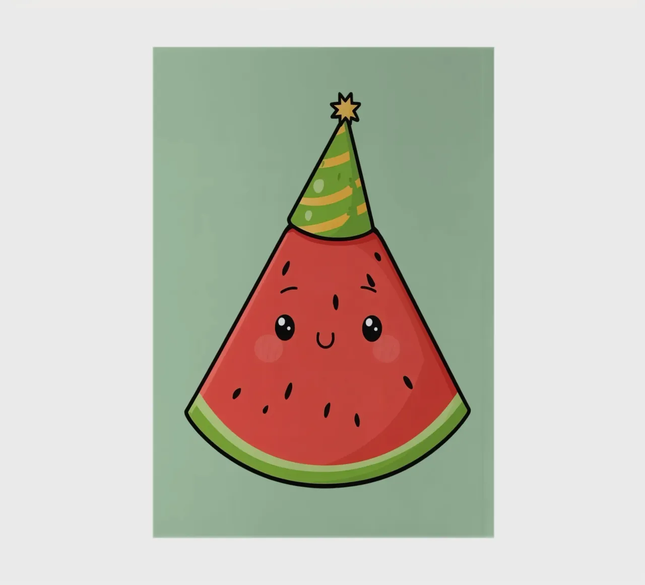 Happy Watermelon slice with party hat notebook by DesignDoodle