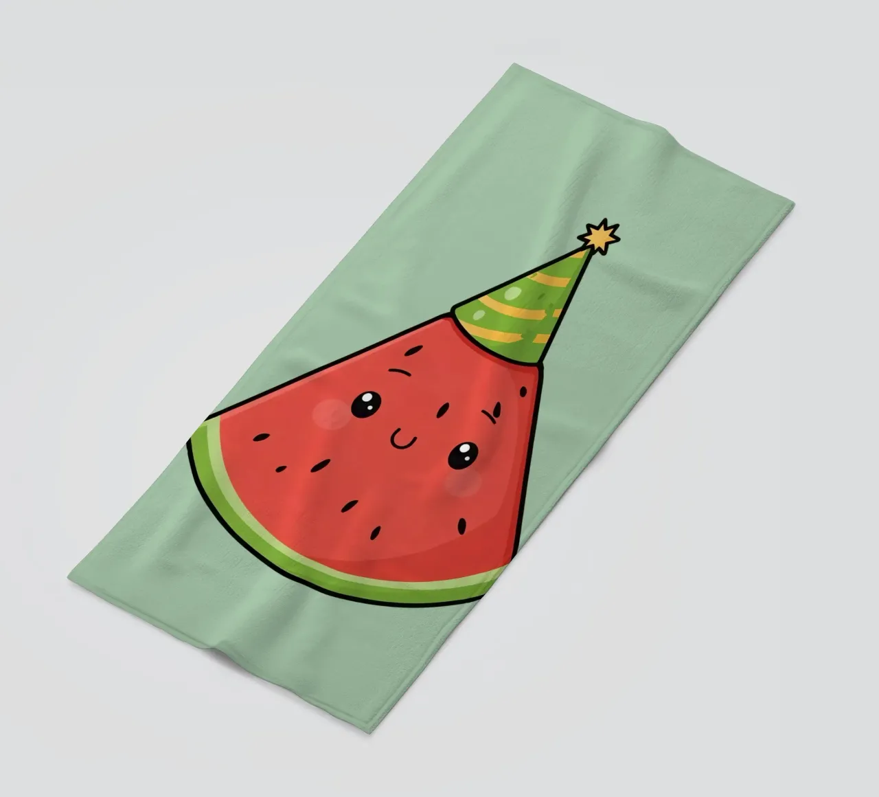 Fetta di cocomero felice con cappello da festa telo mare da DesignDoodle