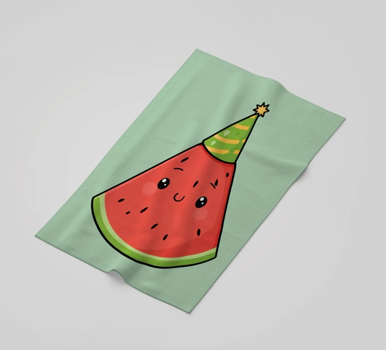 Fetta di cocomero felice con cappello da festa telo mare da DesignDoodle