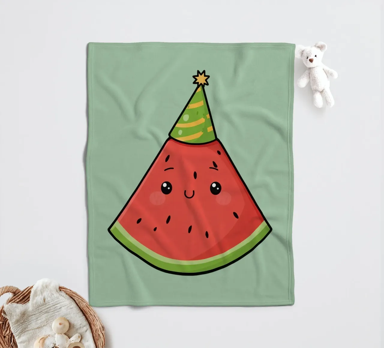 Fetta di cocomero felice con cappello da festa coperta in pile da DesignDoodle