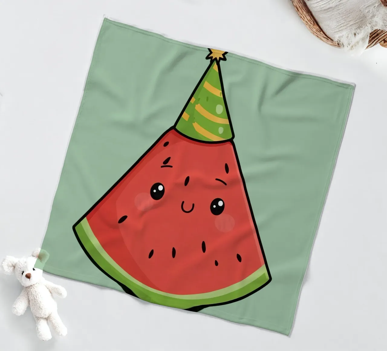 Fetta di cocomero felice con cappello da festa coperta in pile da DesignDoodle