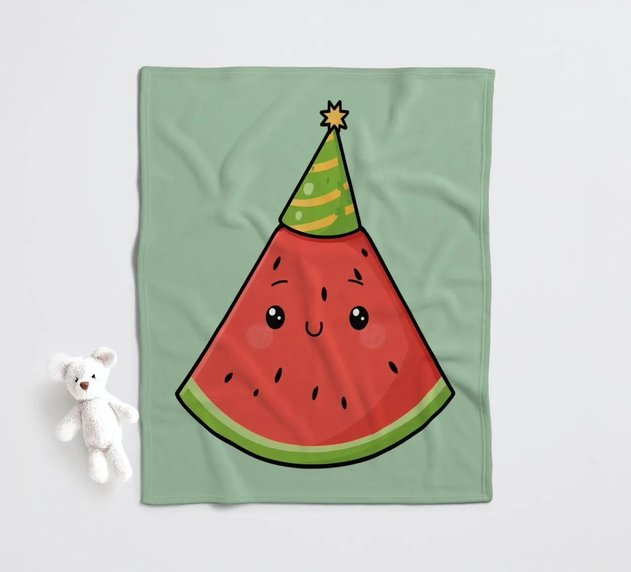 Fetta di cocomero felice con cappello da festa coperta in pile da DesignDoodle
