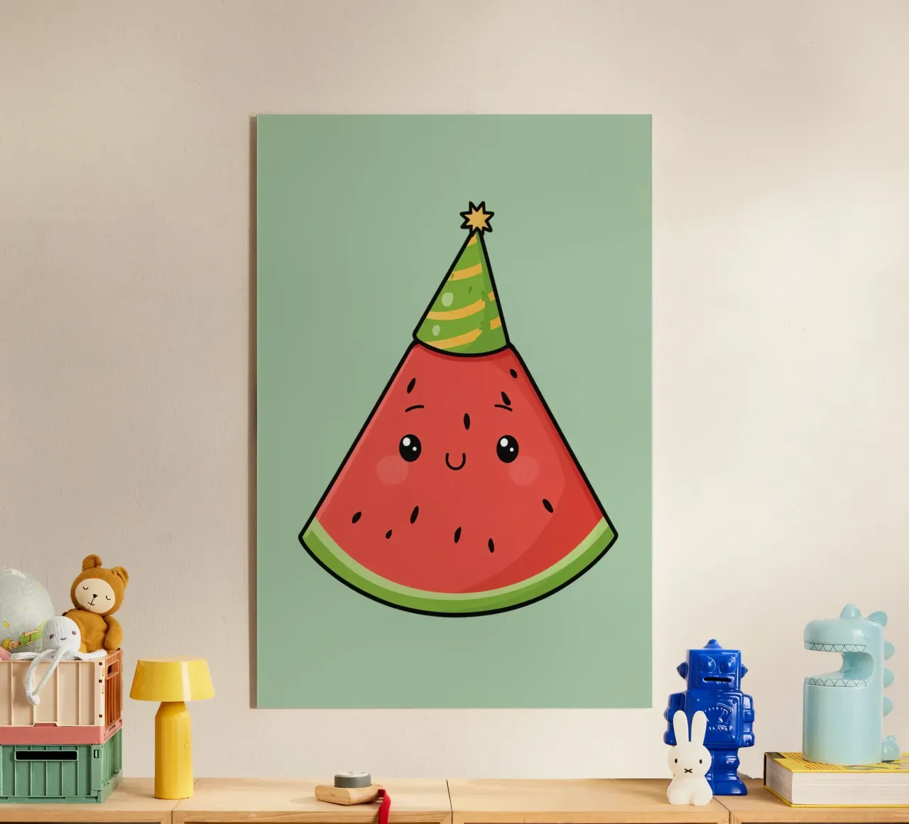 Fetta di cocomero felice con cappello da festa plexiglass da DesignDoodle