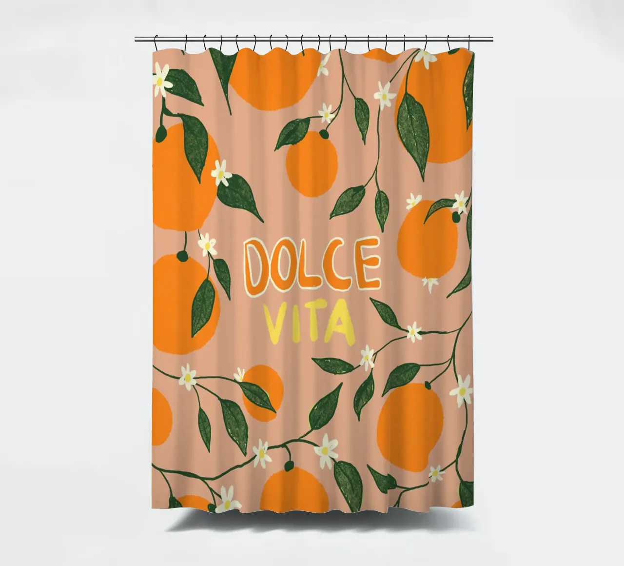 Dolce Vita Orange shower curtain by Studio Dolci