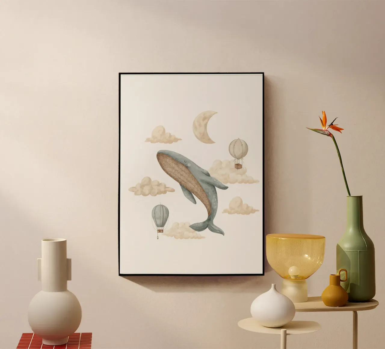 Balena Boho e mongolfiera plexiglass da Panait Ivascu