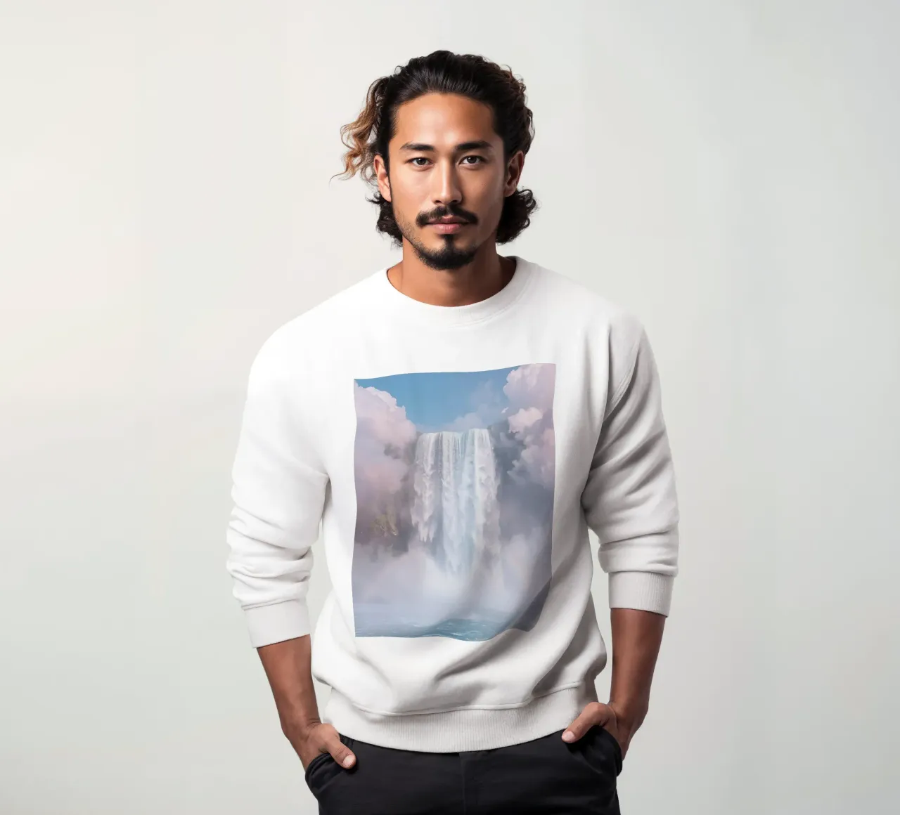 Ampia cascata con nebbia e arcobaleno felpa da DesignDoodle