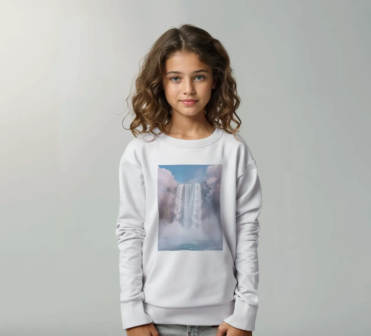 Ampia cascata con nebbia e arcobaleno felpa bambino da DesignDoodle
