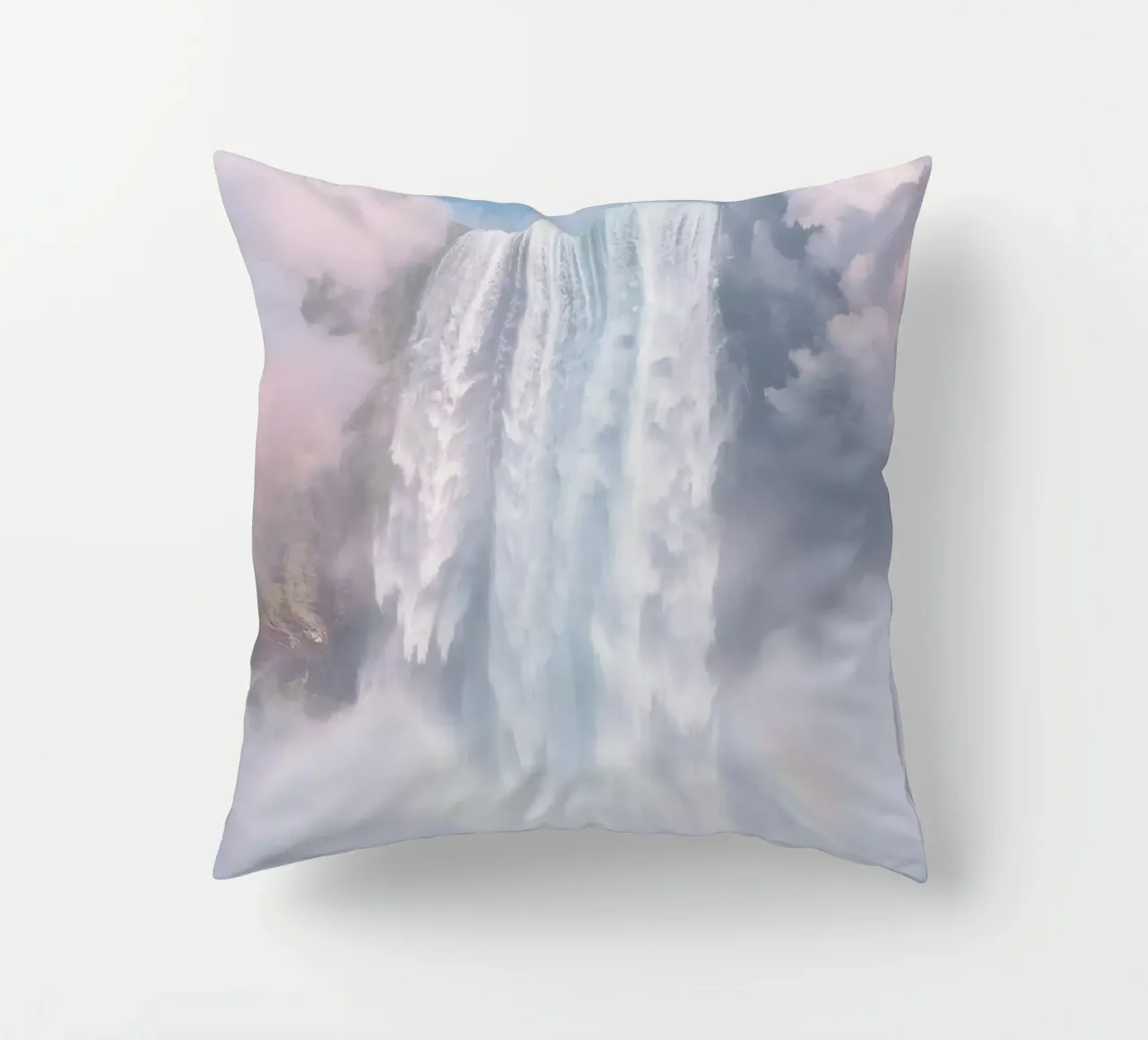 Ampia cascata con nebbia e arcobaleno cuscino da DesignDoodle