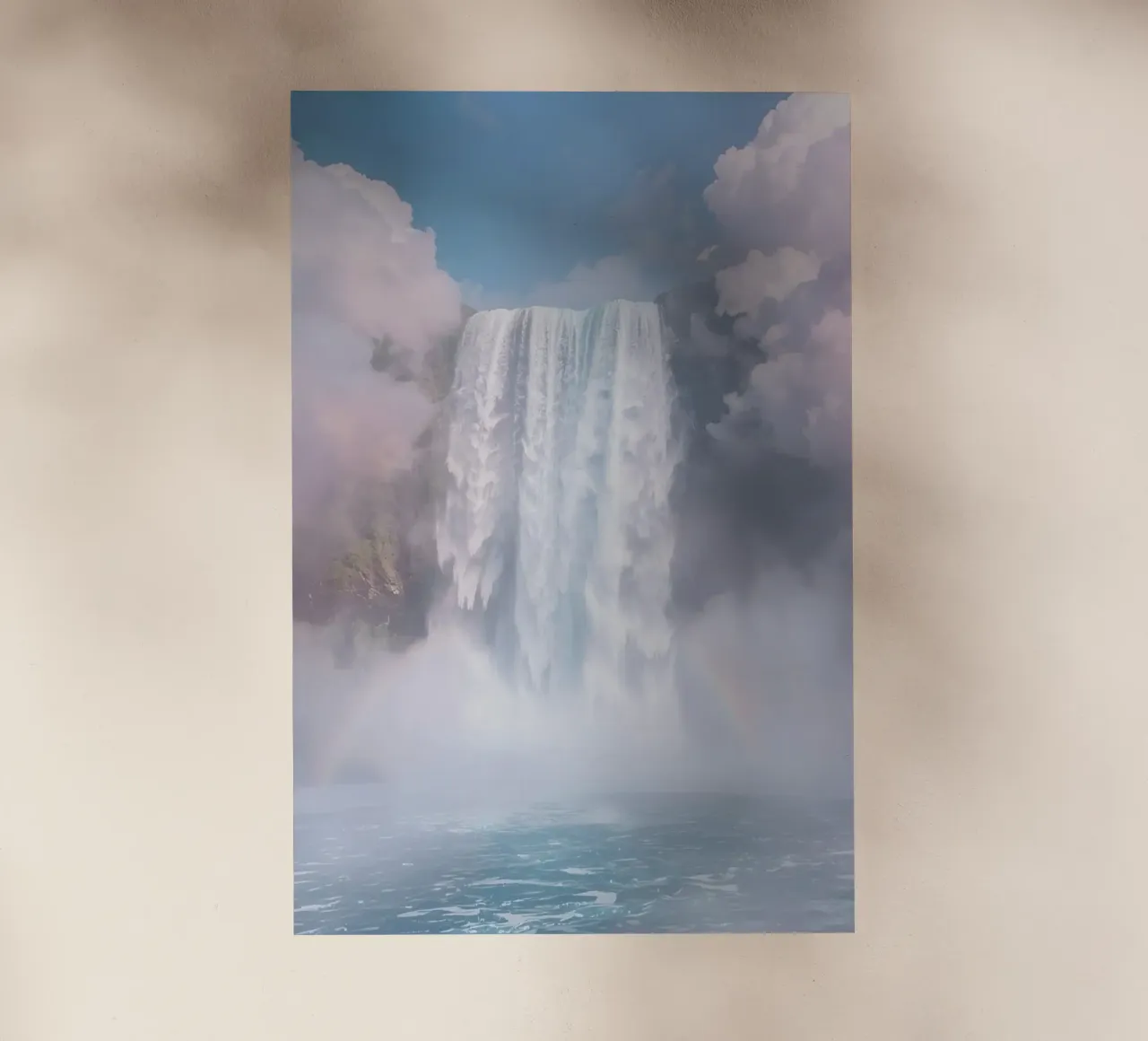 Ampia cascata con nebbia e arcobaleno pellicola backlit da DesignDoodle