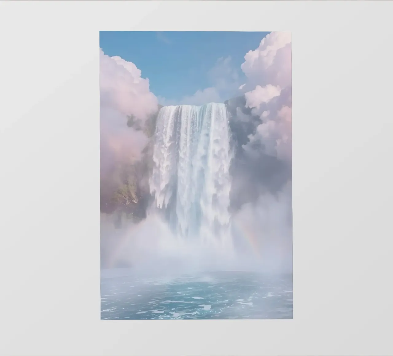 Ampia cascata con nebbia e arcobaleno pellicola backlit da DesignDoodle