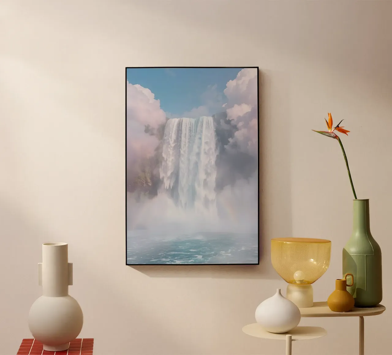 Ampia cascata con nebbia e arcobaleno plexiglass da DesignDoodle