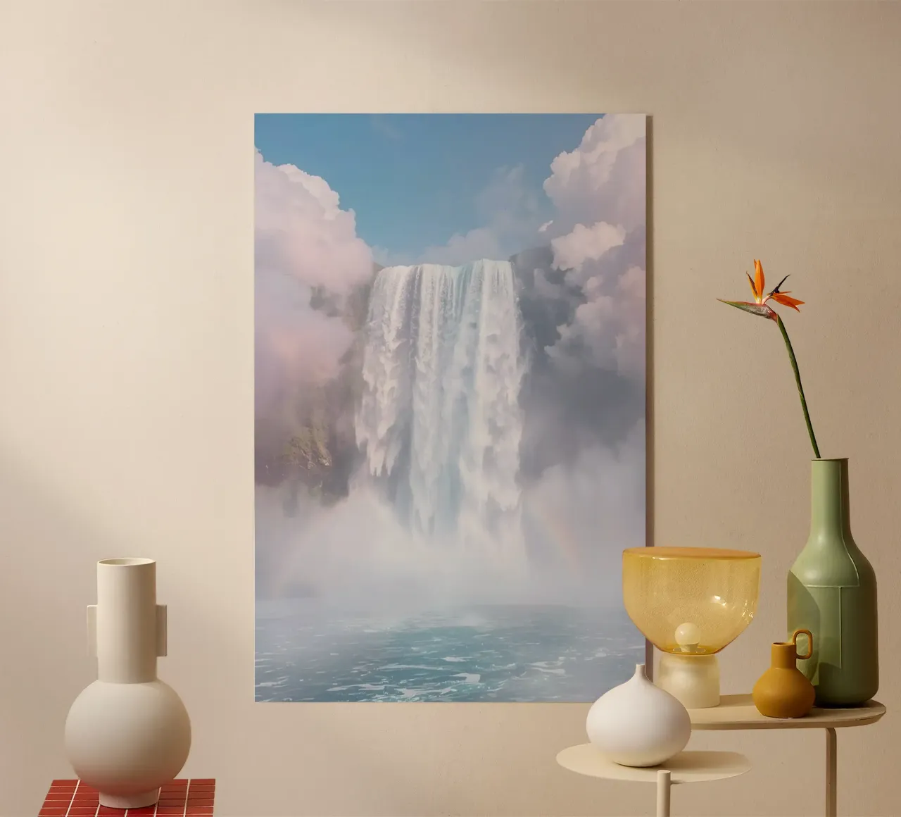 Ampia cascata con nebbia e arcobaleno plexiglass da DesignDoodle