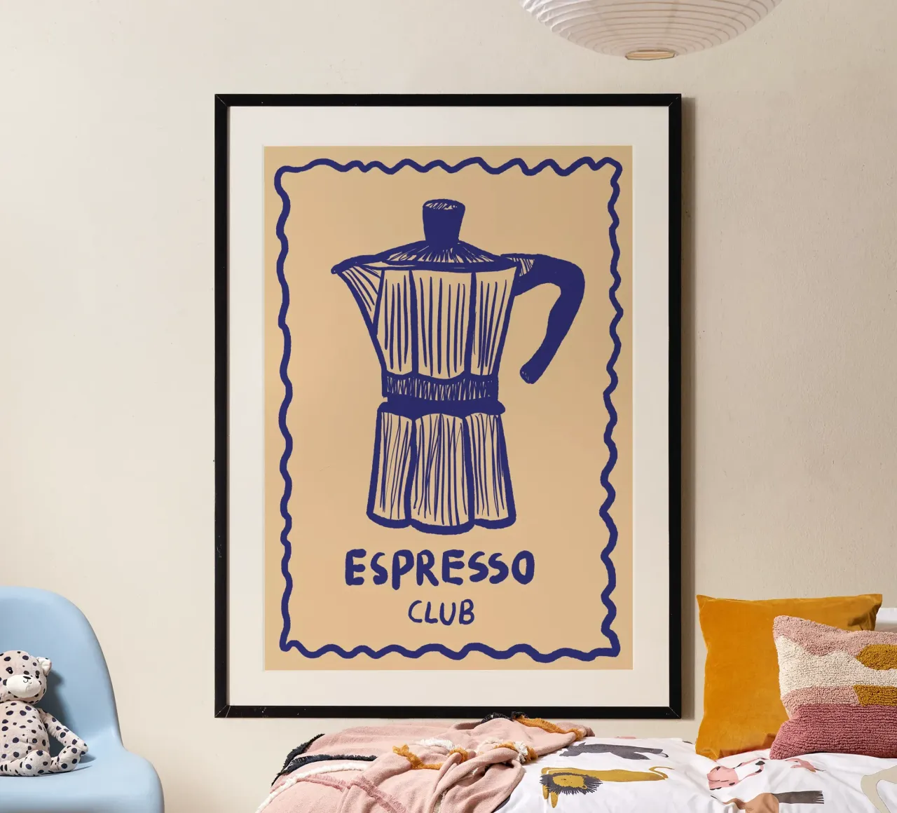 Espresso Club Poster mit Aluminium Rahmen von Studio Dolci