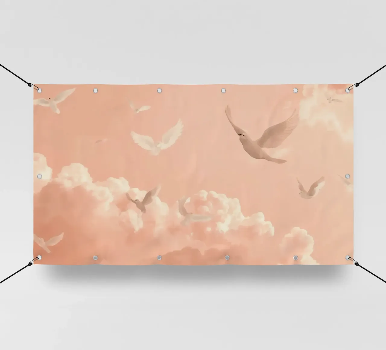 Colombe bianche e nuvole telo in pvc da DesignDoodle
