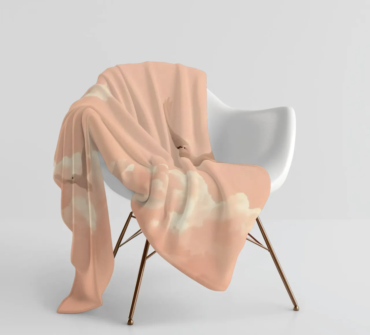 Colombe bianche e nuvole coperta in pile da DesignDoodle