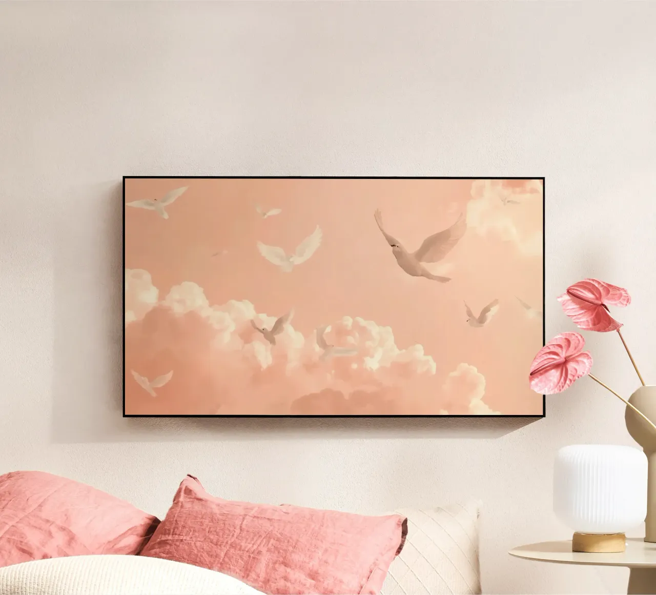 Colombe bianche e nuvole plexiglass da DesignDoodle