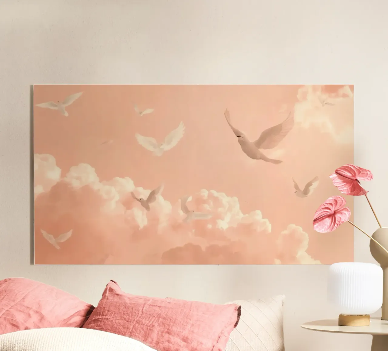 Colombe bianche e nuvole plexiglass da DesignDoodle