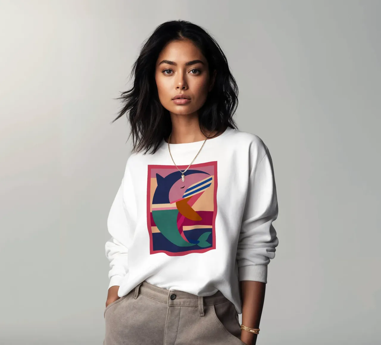 Geometrischer Delphin Sweatshirt von Gaite