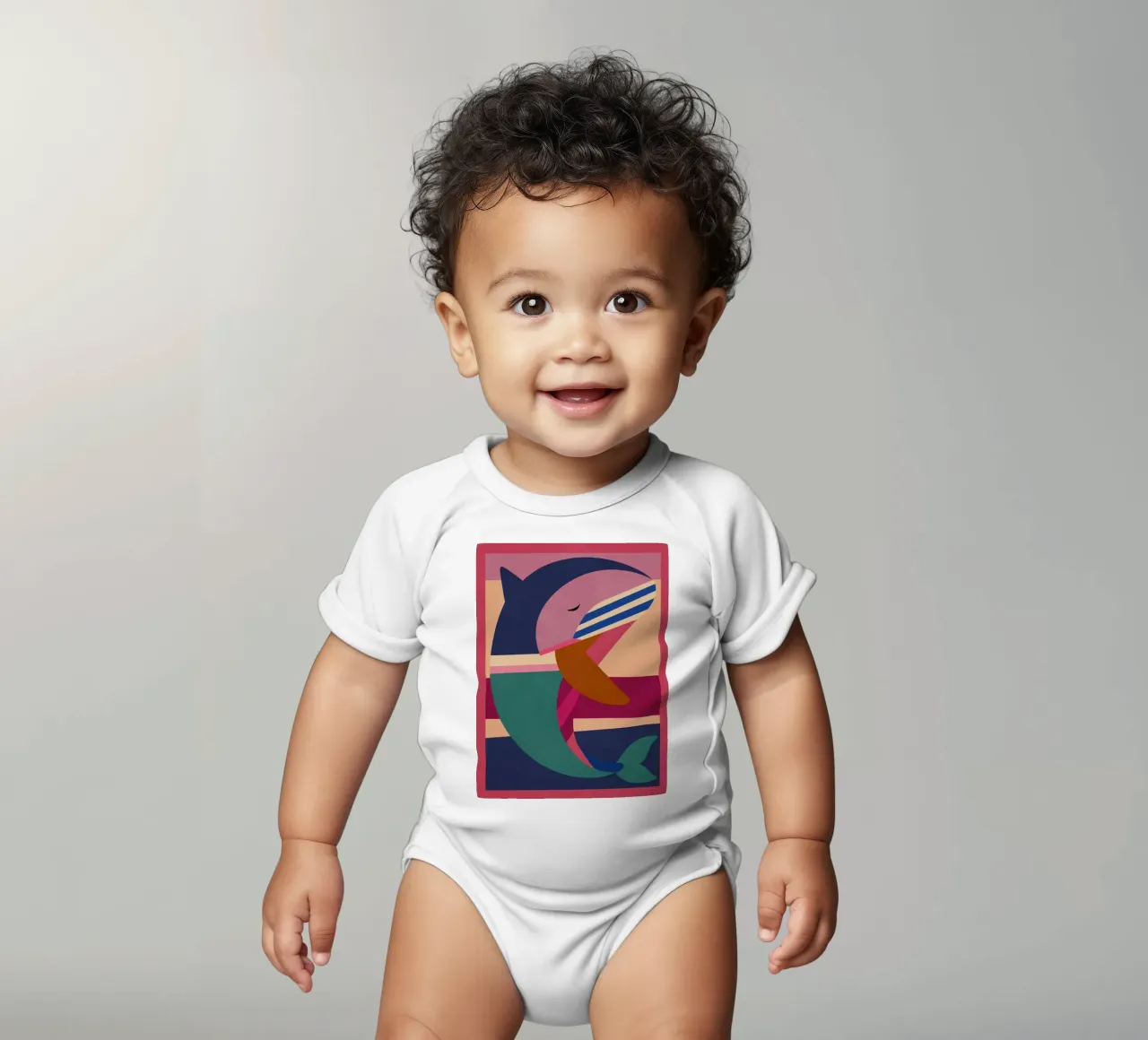 Geometrischer Delphin Kurzarm Babybody von Gaite