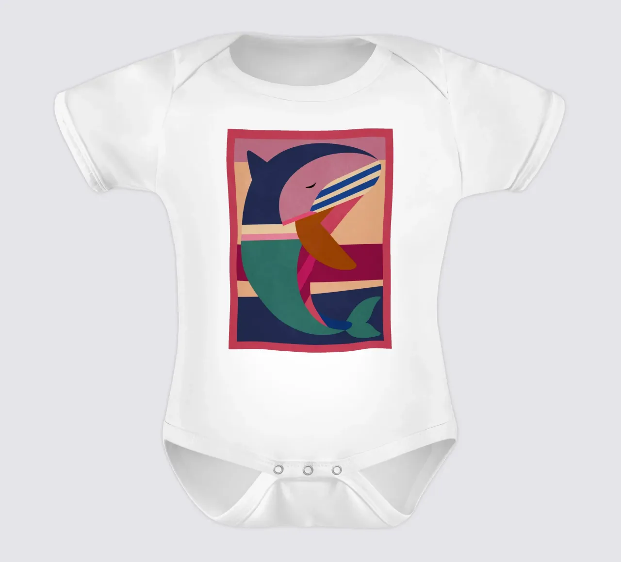 Geometrischer Delphin Kurzarm Babybody von Gaite