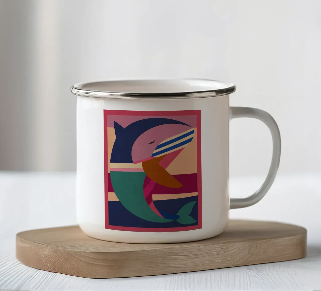 Geometrischer Delphin Emaille Tasse von Gaite