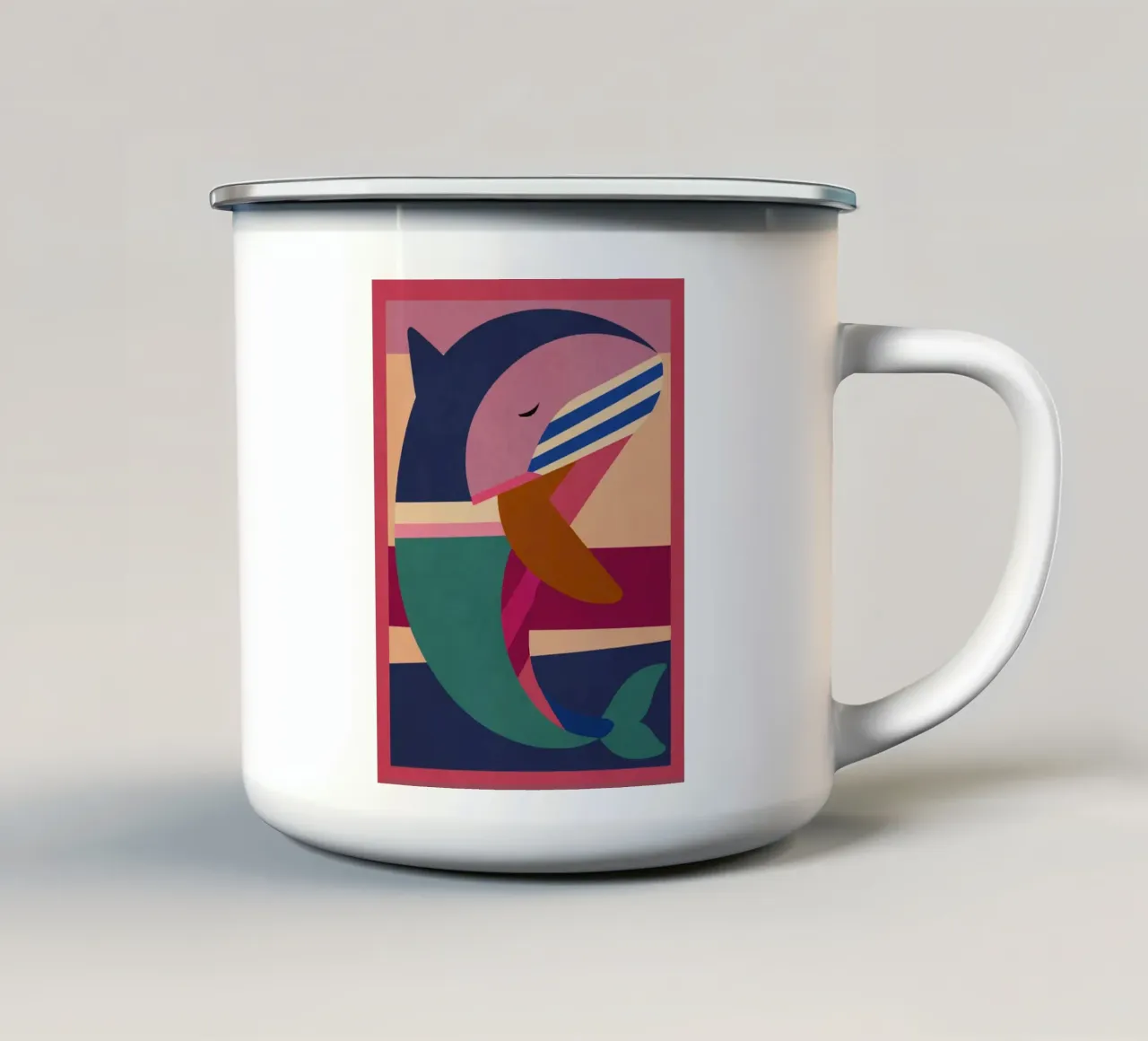 Geometrischer Delphin Emaille Tasse von Gaite