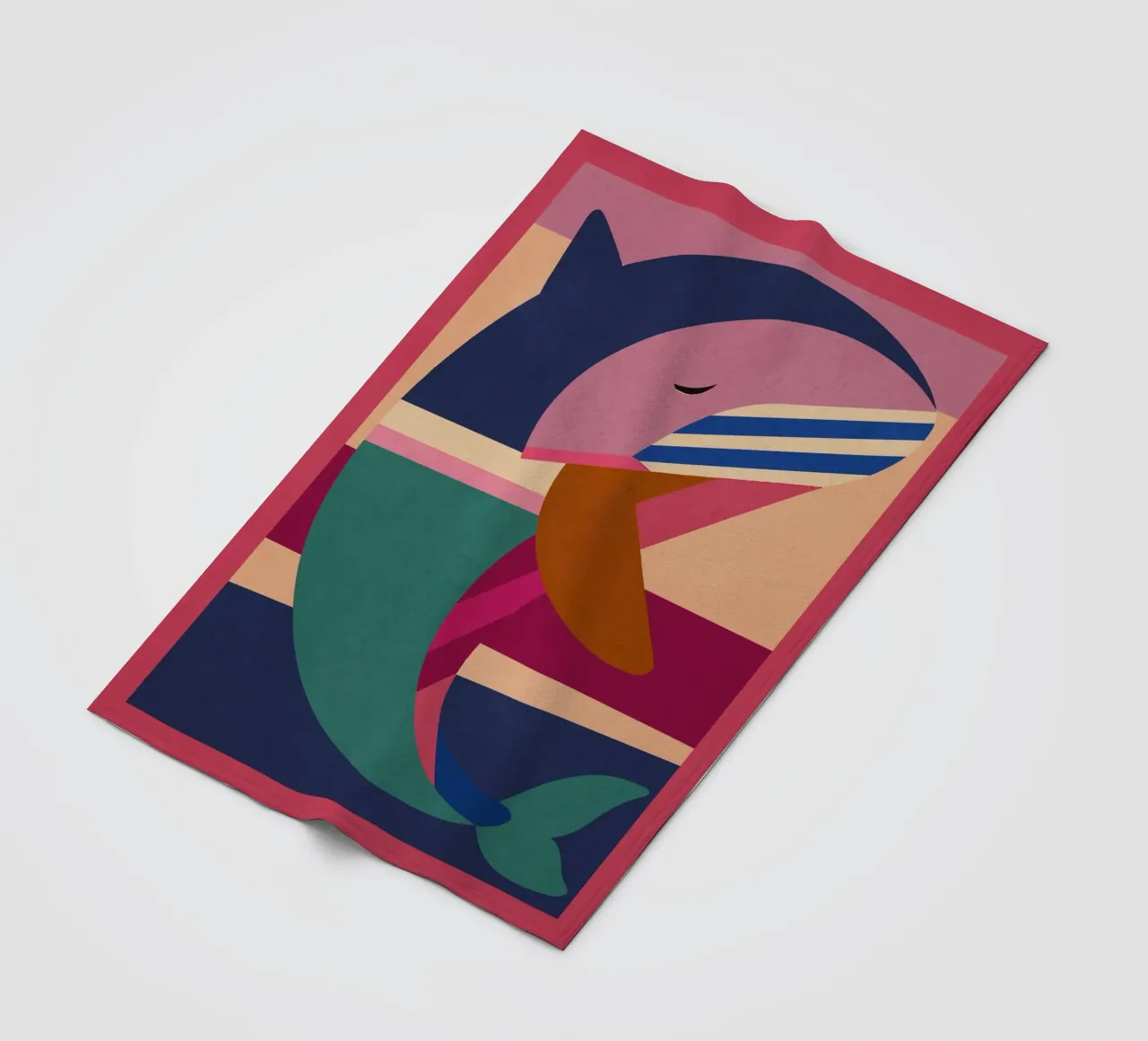 Geometrischer Delphin Fleecedecke von Gaite